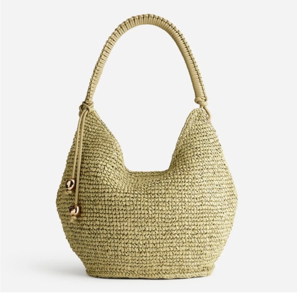 Madewell Handbags - Madewell The Camren Straw Bag with Leather Trim in Sagebrush with gold charms